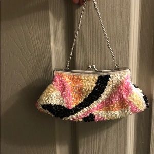 💜 LaRegale Pink Black White Sequined Purse